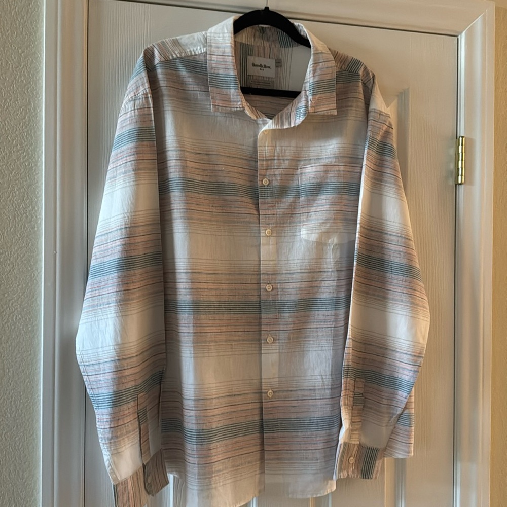 Goodfellow Men’s Linen Long Dleeve Shirt sz XXL 2XL